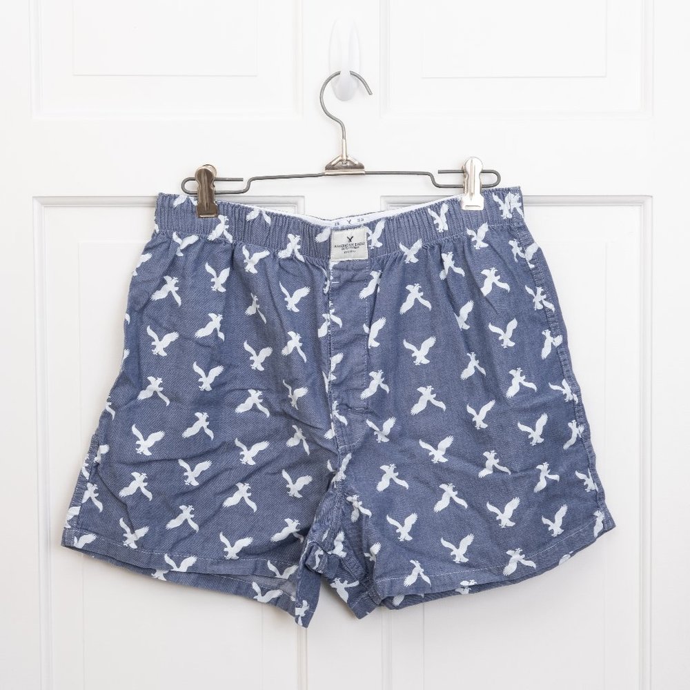 AEO Light Blue Eagle Logo Print Boxer Shorts